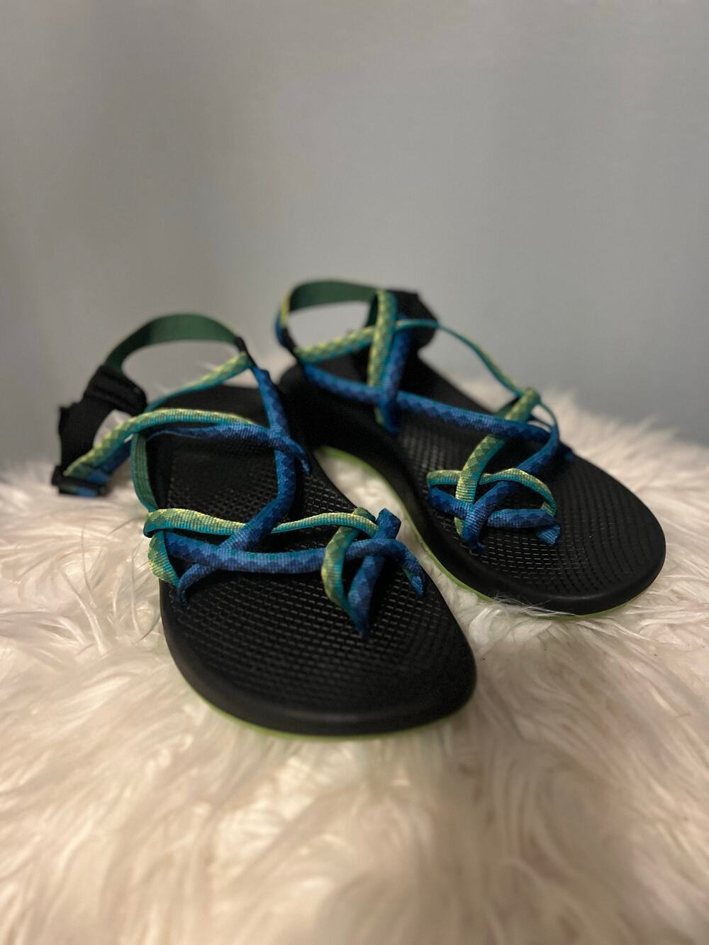 Chacos Sz 11 ZX2 Sandal Womens Yampa River Vibram Sole Blue Green Strappy Hiking